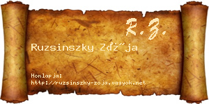 Ruzsinszky Zója névjegykártya
